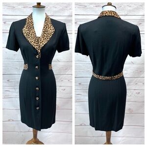Vintage 90’s Y2K Leopard Button Front Dress